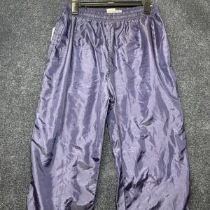 Vintage Athlete Track Pants Mens Large Blue Nylon Side Stripe Elastic Waist